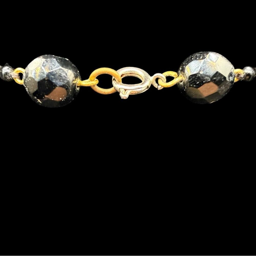 Vintage Heavy Chunky Black Faceted Bead Statement Necklace - Picture 5 of 5